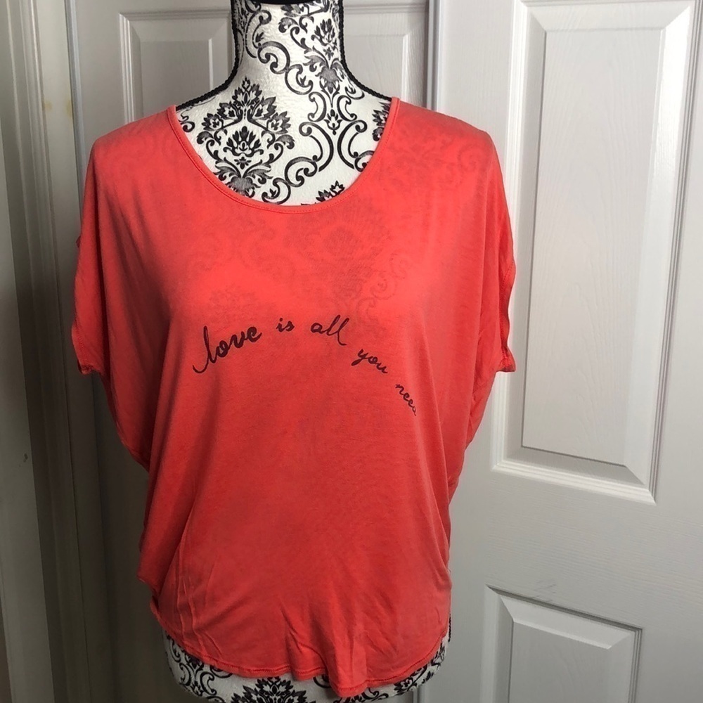 Rachel Rachel Roy Blouse Peach Pink Orange XS Love Is All You Need